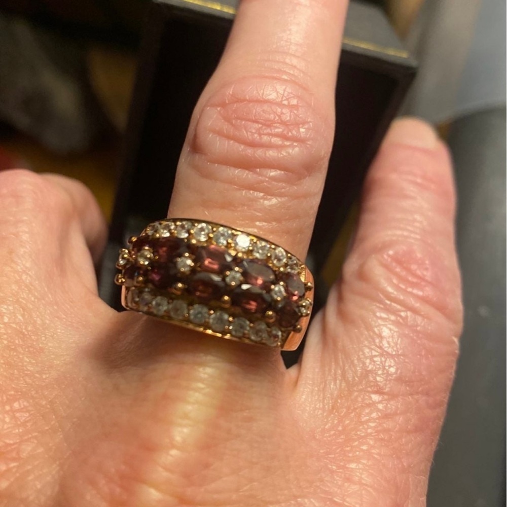 New Shop HQ Purple amethyst & crystal Ring 9